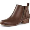 imagemysoft Womens Ankle Boots Low Chunky Heel Round Toe Casual Comfortable Short Booties with Side ZipperBrown Pu