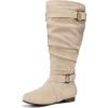imagemysoft Womens Wide CalfExtra Wide Calf Knee High Boots Slouchy Flat Tall Boots with Side ZipperBeige Extra Wide Calf