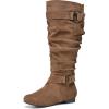 imagemysoft Womens Wide CalfExtra Wide Calf Knee High Boots Slouchy Flat Tall Boots with Side ZipperBrown Wide Calf