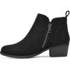 imagemysoft Womens Ankle Boots Low Chunky Heel Round Toe Casual Comfortable Short Booties with Side ZipperBlack Suede