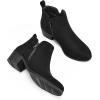 imagemysoft Womens Ankle Boots Low Chunky Heel Round Toe Casual Comfortable Short Booties with Side ZipperBlack Suede