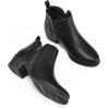 imagemysoft Womens Ankle Boots Low Chunky Heel Round Toe Casual Comfortable Short Booties with Side ZipperBlakc Pu