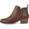 imagemysoft Womens Ankle Boots Low Chunky Heel Round Toe Casual Comfortable Short Booties with Side ZipperBrown Pu