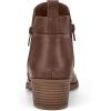imagemysoft Womens Ankle Boots Low Chunky Heel Round Toe Casual Comfortable Short Booties with Side ZipperBrown Pu