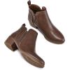 imagemysoft Womens Ankle Boots Low Chunky Heel Round Toe Casual Comfortable Short Booties with Side ZipperBrown Pu