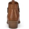 imagemysoft Womens Ankle Boots Low Chunky Heel Round Toe Casual Comfortable Short Booties with Side ZipperCognac Pu