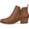 imagemysoft Womens Ankle Boots Low Chunky Heel Round Toe Casual Comfortable Short Booties with Side ZipperCognac Pu