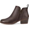 imagemysoft Womens Ankle Boots Low Chunky Heel Round Toe Casual Comfortable Short Booties with Side ZipperDark Brown Pu