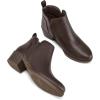 imagemysoft Womens Ankle Boots Low Chunky Heel Round Toe Casual Comfortable Short Booties with Side ZipperDark Brown Pu