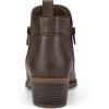 imagemysoft Womens Ankle Boots Low Chunky Heel Round Toe Casual Comfortable Short Booties with Side ZipperDark Brown Pu