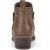 imagemysoft Womens Ankle Boots Low Chunky Heel Round Toe Casual Comfortable Short Booties with Side ZipperKhaki Pu