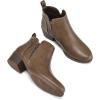 imagemysoft Womens Ankle Boots Low Chunky Heel Round Toe Casual Comfortable Short Booties with Side ZipperKhaki Pu