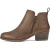 imagemysoft Womens Ankle Boots Low Chunky Heel Round Toe Casual Comfortable Short Booties with Side ZipperKhaki Pu