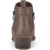 imagemysoft Womens Ankle Boots Low Chunky Heel Round Toe Casual Comfortable Short Booties with Side ZipperTaupe Pu