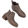 imagemysoft Womens Ankle Boots Low Chunky Heel Round Toe Casual Comfortable Short Booties with Side ZipperTaupe Pu