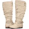 imagemysoft Womens Extra Wide Calf Boots Knee High Slouchy Flat Wide Width Tall Shoes Side ZippersBeige Extra Wide Calf
