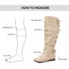 imagemysoft Womens Extra Wide Calf Boots Knee High Slouchy Flat Wide Width Tall Shoes Side ZippersBeige Wide Calf