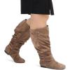 imagemysoft Womens Extra Wide Calf Boots Knee High Slouchy Flat Wide Width Tall Shoes Side ZippersBrown Extra Wide Calf