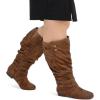 imagemysoft Womens Extra Wide Calf Boots Knee High Slouchy Flat Wide Width Tall Shoes Side ZippersDark Brown Extra Wide Calf