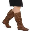 imagemysoft Womens Extra Wide Calf Boots Knee High Slouchy Flat Wide Width Tall Shoes Side ZippersDark Brown Wide Calf