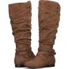 imagemysoft Womens Extra Wide Calf Boots Knee High Slouchy Flat Wide Width Tall Shoes Side ZippersDark Brown Wide Calf