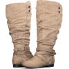imagemysoft Womens Extra Wide Calf Boots Knee High Slouchy Flat Wide Width Tall Shoes Side ZippersTaupe Extra Wide Calf