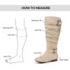 imagemysoft Womens Wide CalfExtra Wide Calf Knee High Boots Slouchy Flat Tall Boots with Side ZipperBeige Wide Calf