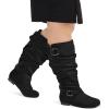 imagemysoft Womens Wide CalfExtra Wide Calf Knee High Boots Slouchy Flat Tall Boots with Side ZipperBlack Extra Wide Calf