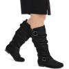 imagemysoft Womens Wide CalfExtra Wide Calf Knee High Boots Slouchy Flat Tall Boots with Side ZipperBlack Wide Calf