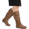 imagemysoft Womens Wide CalfExtra Wide Calf Knee High Boots Slouchy Flat Tall Boots with Side ZipperBrown Wide Calf