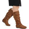 imagemysoft Womens Wide CalfExtra Wide Calf Knee High Boots Slouchy Flat Tall Boots with Side ZipperCamel Wide Calf