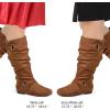 imagemysoft Womens Wide CalfExtra Wide Calf Knee High Boots Slouchy Flat Tall Boots with Side ZipperCamel Wide Calf