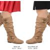 imagemysoft Womens Wide CalfExtra Wide Calf Knee High Boots Slouchy Flat Tall Boots with Side ZipperTan Extra Wide Calf