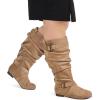 imagemysoft Womens Wide CalfExtra Wide Calf Knee High Boots Slouchy Flat Tall Boots with Side ZipperTan Extra Wide Calf