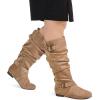 imagemysoft Womens Wide CalfExtra Wide Calf Knee High Boots Slouchy Flat Tall Boots with Side ZipperTan Wide Calf