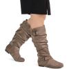 imagemysoft Womens Wide CalfExtra Wide Calf Knee High Boots Slouchy Flat Tall Boots with Side ZipperTaupe Wide Calf