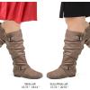 imagemysoft Womens Wide CalfExtra Wide Calf Knee High Boots Slouchy Flat Tall Boots with Side ZipperTaupe Wide Calf
