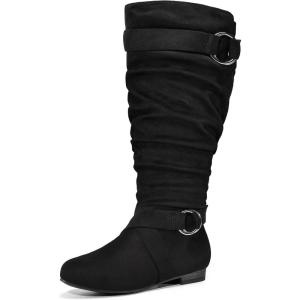 imagemysoft Womens Wide CalfExtra Wide Calf Knee High Boots Slouchy Flat Tall Boots with Side ZipperBlack Extra Wide Calf