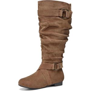 imagemysoft Womens Wide CalfExtra Wide Calf Knee High Boots Slouchy Flat Tall Boots with Side ZipperBrown Extra Wide Calf