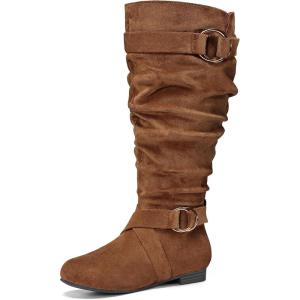imagemysoft Womens Wide CalfExtra Wide Calf Knee High Boots Slouchy Flat Tall Boots with Side ZipperCamel Extra Wide Calf