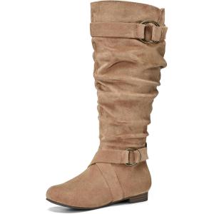 imagemysoft Womens Wide CalfExtra Wide Calf Knee High Boots Slouchy Flat Tall Boots with Side ZipperTan Wide Calf
