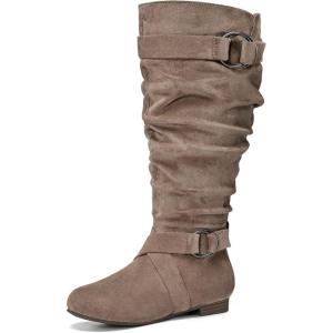 imagemysoft Womens Wide CalfExtra Wide Calf Knee High Boots Slouchy Flat Tall Boots with Side ZipperTaupe Extra Wide Calf