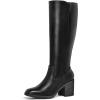 imagemysoft Womens Knee High Boots Square Toe Chunky Block Stacked Heel Tall Boots with Side ZipperBlack