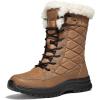 imagemysoft Womens Winter Boots Water Resistant Insulated Warm Snow Booties MidCalf Shoes for OutdoorChestnut
