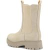 imagemysoft Womens Chelsea Boots Mid Calf Lug Sole Platform Chunky Heel Slip On Combat Fall Ankle BootiesBeige