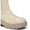 imagemysoft Womens Chelsea Boots Mid Calf Lug Sole Platform Chunky Heel Slip On Combat Fall Ankle BootiesBeige