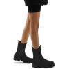 imagemysoft Womens Chelsea Boots Mid Calf Lug Sole Platform Chunky Heel Slip On Combat Fall Ankle BootiesBlack Nubuck