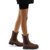 imagemysoft Womens Chelsea Boots Mid Calf Lug Sole Platform Chunky Heel Slip On Combat Fall Ankle BootiesBrown