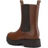 imagemysoft Womens Chelsea Boots Mid Calf Lug Sole Platform Chunky Heel Slip On Combat Fall Ankle BootiesBrown
