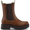 imagemysoft Womens Chelsea Boots Mid Calf Lug Sole Platform Chunky Heel Slip On Combat Fall Ankle BootiesBrown